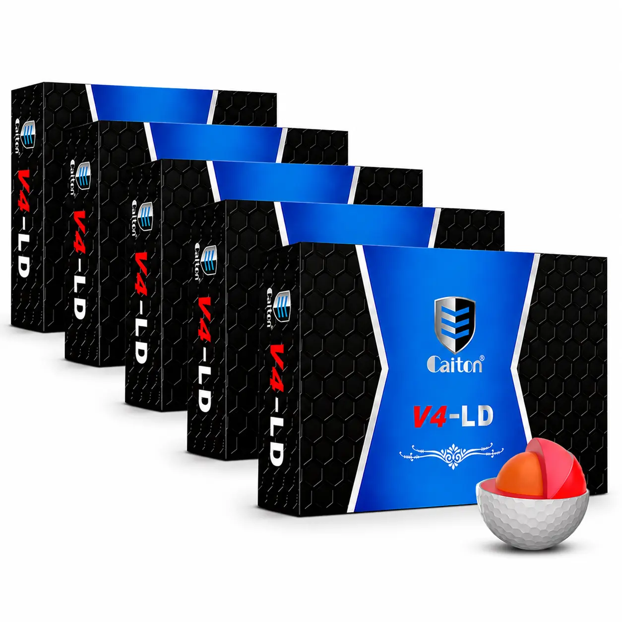 Caiton Pro 4-Layer Tournament Golf Balls – 5 Boxes